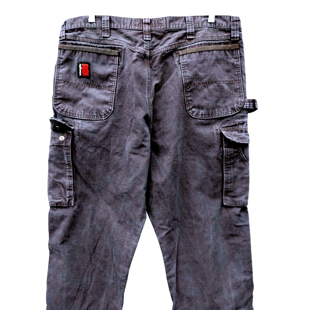 Wrangler Riggs Workwear Ripstop Pants Men's 38x30 Brown Cargo Carpenter Utility‎ - Picture 6 of 11